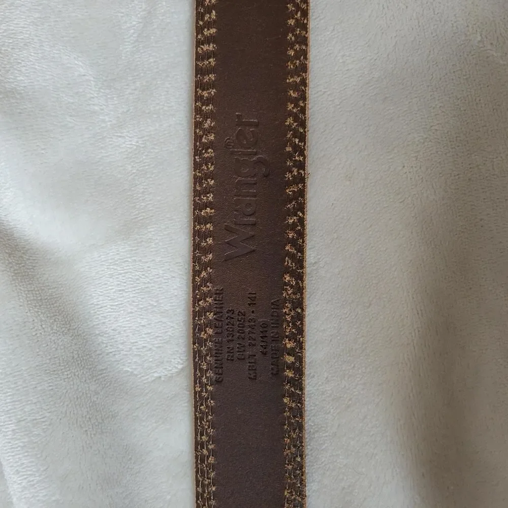 Wrangler Men's Genuine Leather Tan Belt Western Cowboy Basics Casual